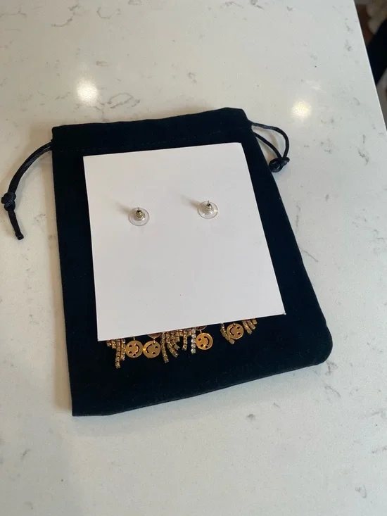 Feed Me Gems Be Happy Smiley Rainbow Earrings NWT - Picture 3 of 3